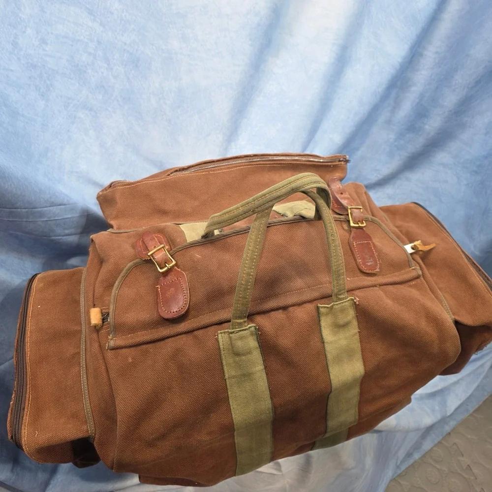 Vintage Black Sheep Canvas Duffel Bag Brown Buddy Schoellkopf Travel Luggage
